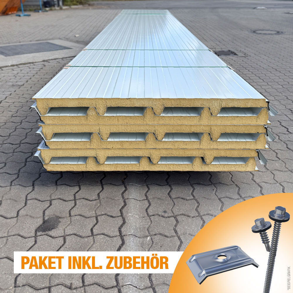 Paket #39 Sandwichplatten Dach 6 x 6,0 m Kernstärke 40 mm