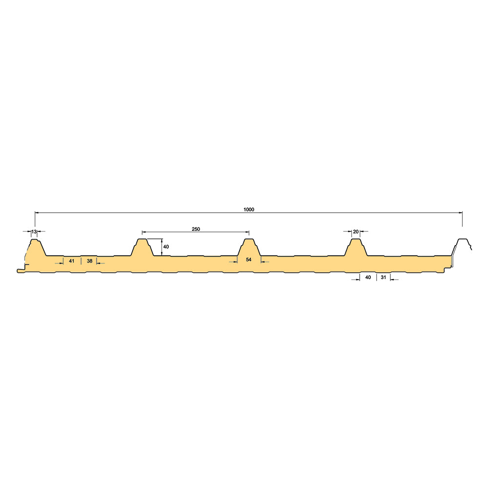 Sandwichplatten für das Dach Profilzeichnung