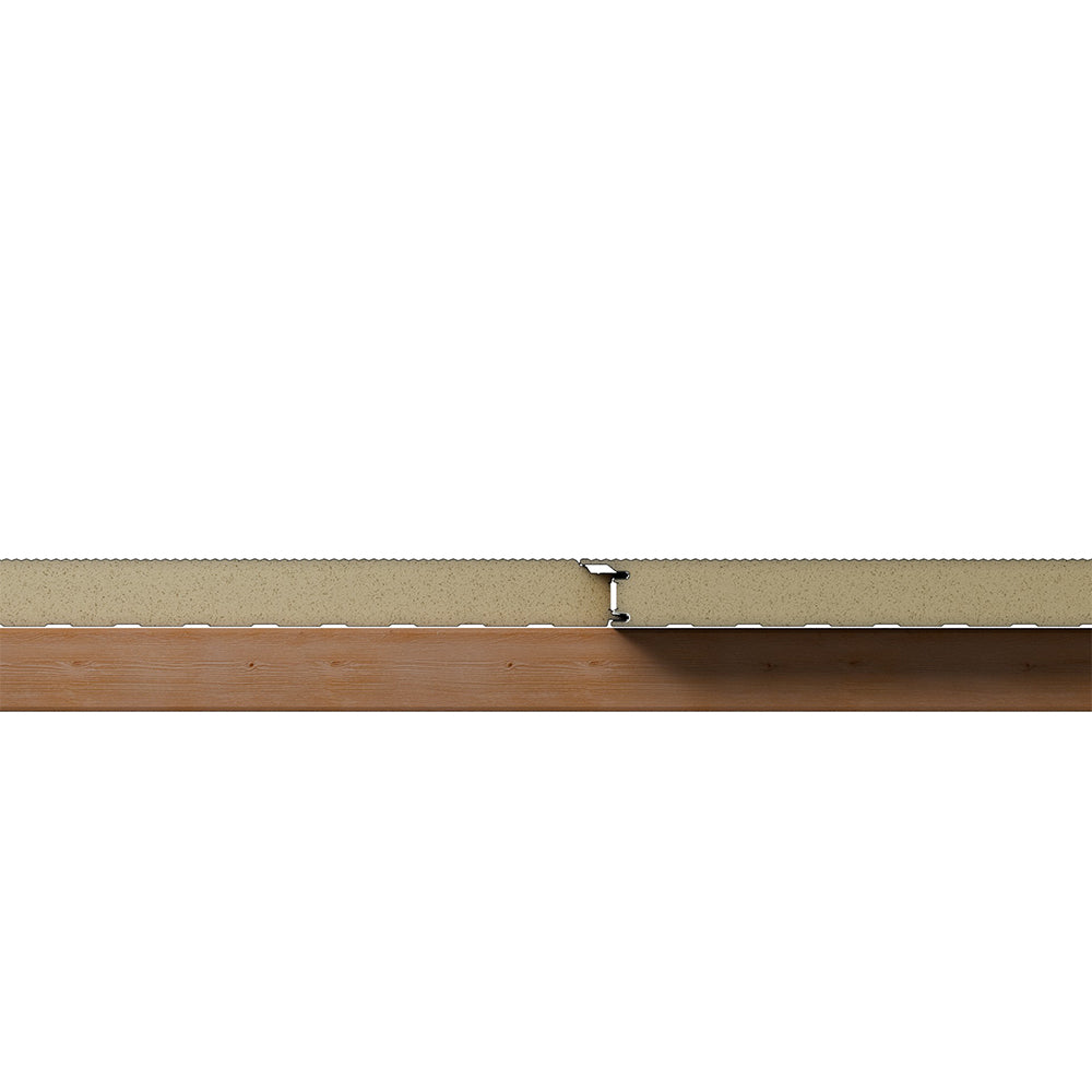 Querschnitt einer verdeckten Verschraubung von Sandwichplatten Wand