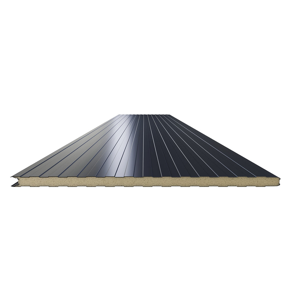 Sandwichplatten Wand in Anthrazit liniertes Profil