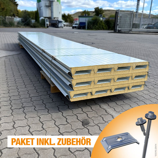 Paket #36 Sandwichplatten Dach 6 x 6,0 m Kernstärke 40 mm