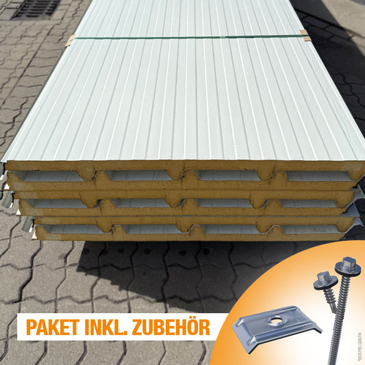 Paket #37 Sandwichplatten Dach 6 x 6,0 m Kernstärke 40 mm