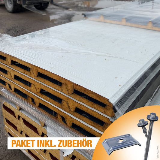 Paket #41 Sandwichplatten Dach 6 x 7,00 m Kernstärke 30 mm