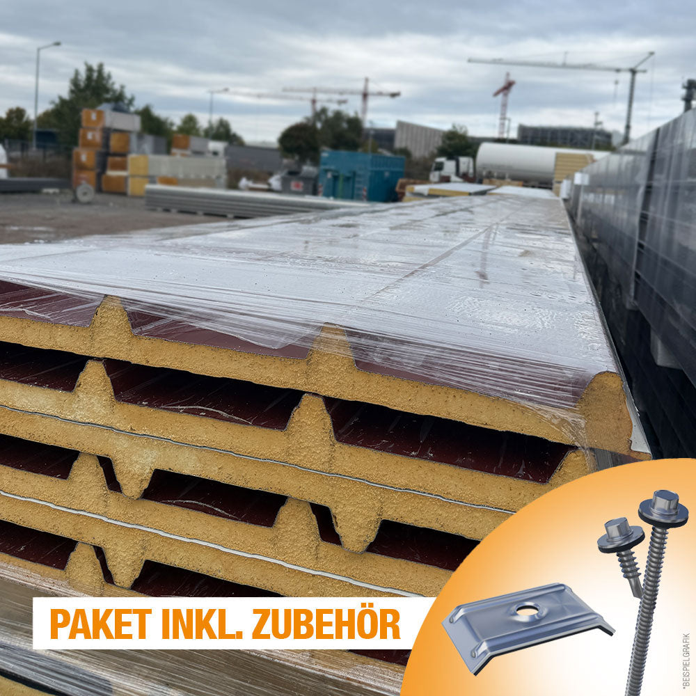 Paket #42 Sandwichplatten Dach 6 x 7,85 m Kernstärke 30 mm