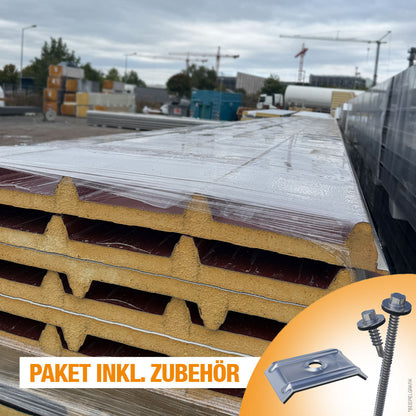 Paket #42 Sandwichplatten Dach 6 x 7,85 m Kernstärke 30 mm