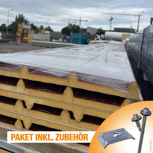 Paket #42 Sandwichplatten Dach 6 x 7,85 m Kernstärke 30 mm
