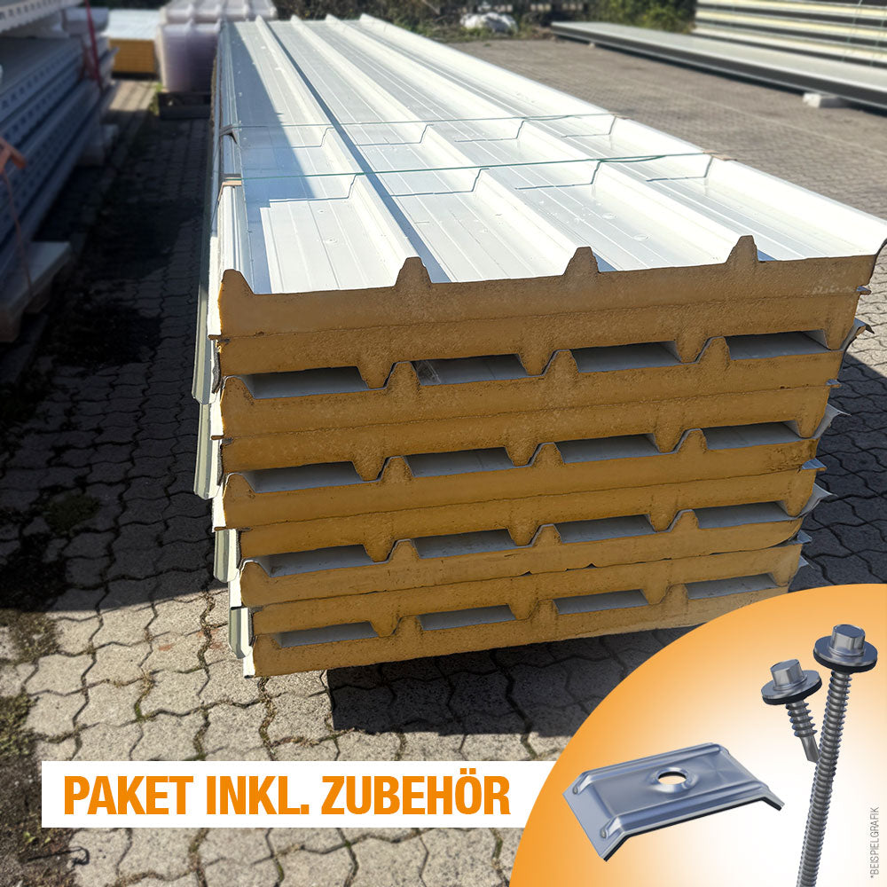 Paket #40 Sandwichplatten Dach 9 x 6,0 m Kernstärke 60 mm