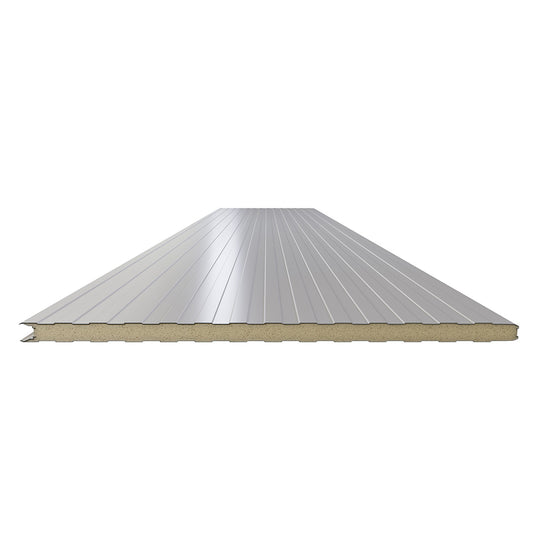 Grauweise Sandwichplatten Wand liniert